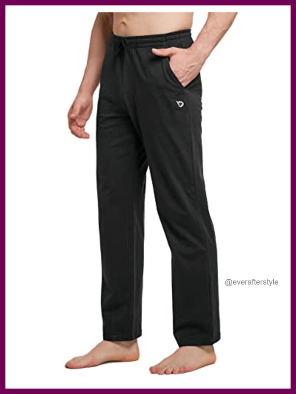Men's Cotton Sweatpants Open Bottom Lounge Pants Side Pockets Drawstring